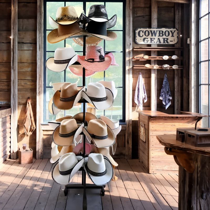 hat display in a store
