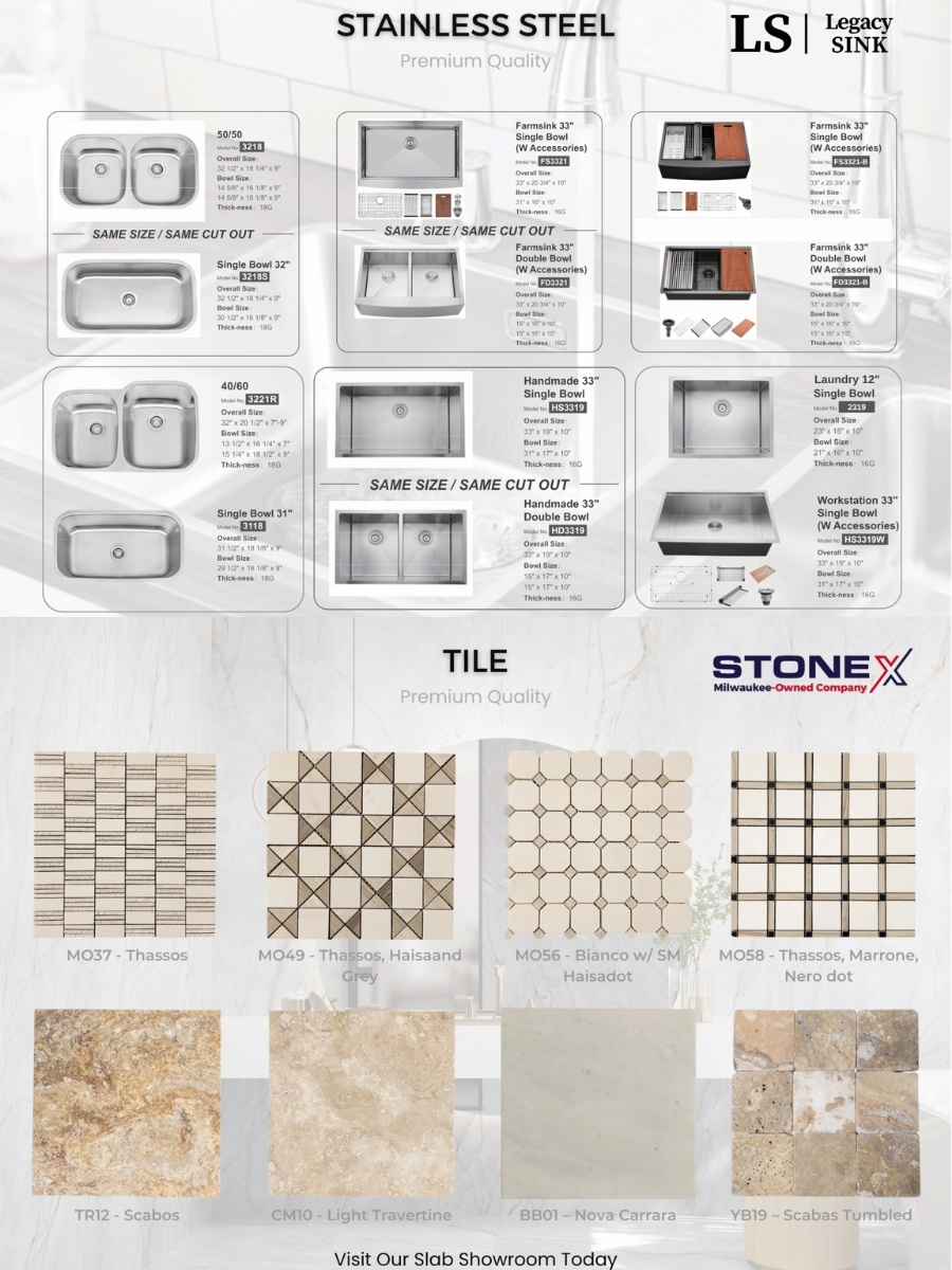 stonex tile and sink products